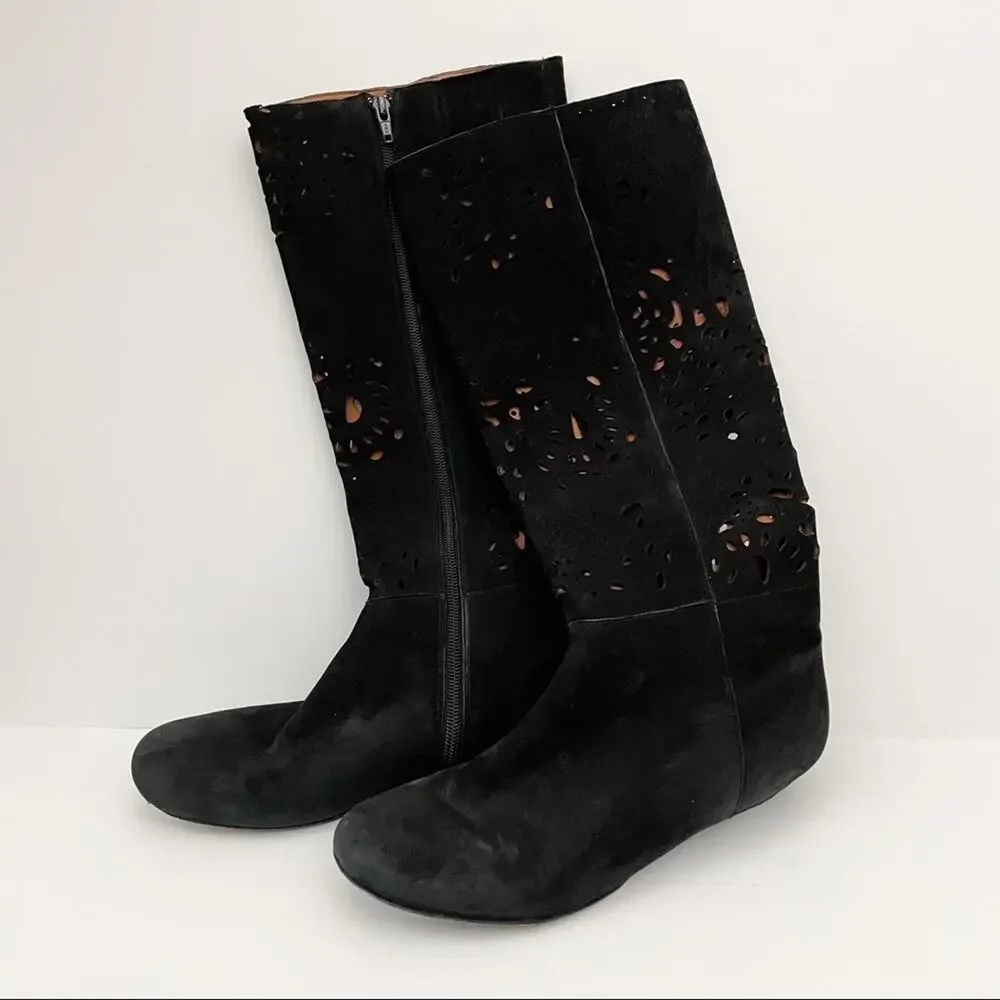Gentle Souls by Kenneth Cole Black Laser Cut Boots